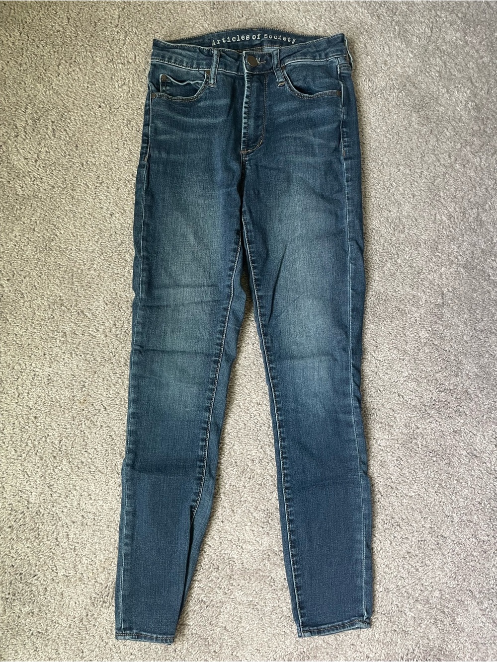 Articles of Society Mid-Rise Skinny Jeans in Dark Blue Wash